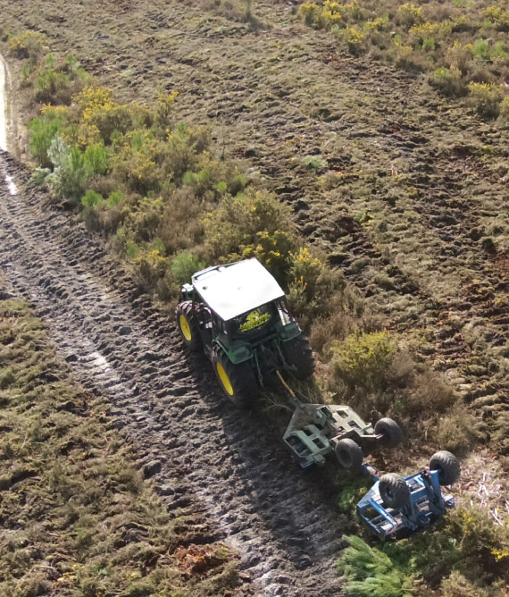 rouleau landais en action. Photo prise par drone en février 2021